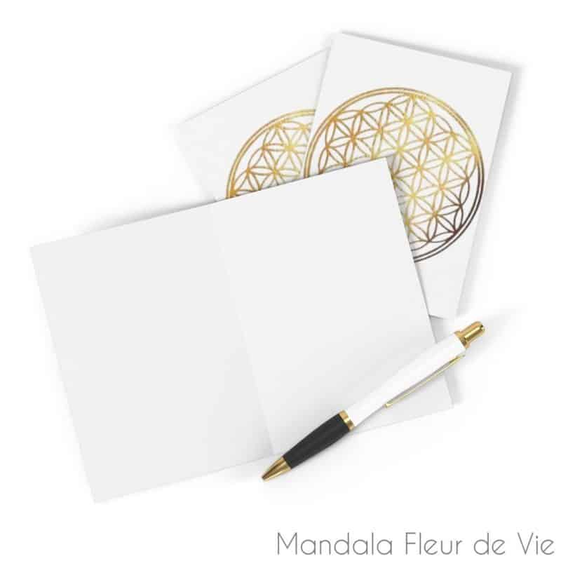 cartes fleur de vie or fond blanc 8 pcs 41 x 58 mandala fleur de vie 6