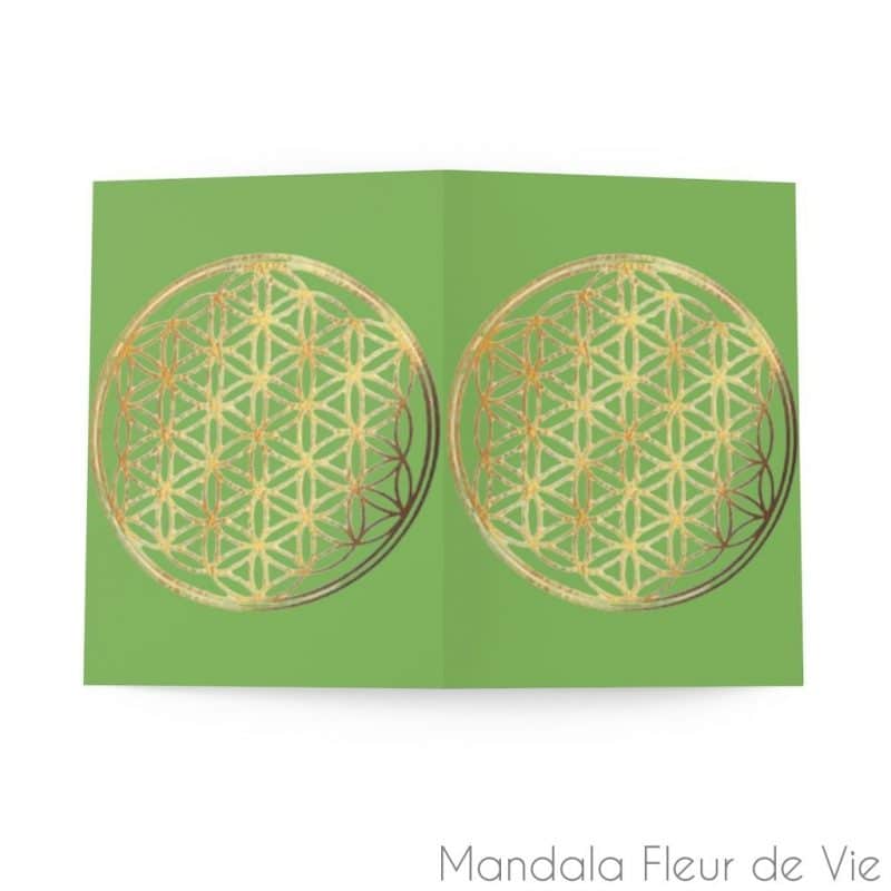 cartes fleur de vie or fond vert 8 pcs 41 x 58 mandala fleur de vie 4